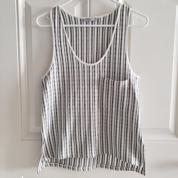 ZARA W & B Collection Striped White/Black Sleeveless Tunic Top SZ M - Picture 1 of 14